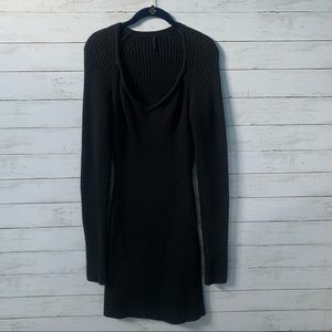 NEW Unravel Project Black Ribbed Sweater Dress | Size S | Luxury Knit Dress